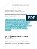 El Índice Nacional de Precios Al Consumidor