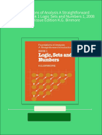 The Foundations of Analysis A Straightforward Introduction Book 1 Logic Sets and Numbers 1, 2008 Digital Reissue Edition K.G. Binmore