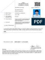 Learner'S Licence: Form 3 (See Rule 3 (A) and 13)