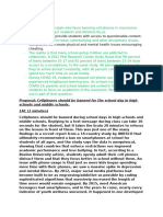 Debate Sheet For Implementation of Cellphone Usage Regulations in Middle School