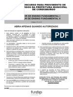 Fundep Gestao de Concursos 2024 Prefeitura de Cordisburgo MG Professor de Ensino Fundamental II Prova