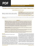 Prevalence of The Parasite Toxoplasma Gondii in Autistic Children in Iraq