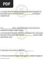 Structural Organisation in Plants and Animals Ncert Fill Ups