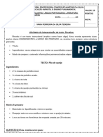 Atividade de Interpretação de Texto Receita 5º Ano