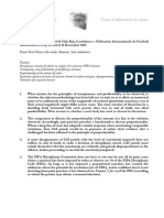 Tribunal Arbitral Du Sport Court of Arbitration For Sport: Panel: Prof. Petros Mavroidis (Greece), Sole Arbitrator