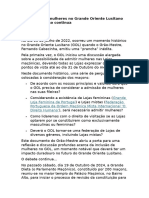 Admissão de Mulheres No Grande Oriente Lusitano GOL o Processo Continua