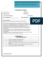 Assignment/Tutorial: Department: Computer Science & Engineering