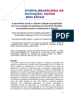 A Aporofobia Social e o Direito À Saúde Da População de Rua No Período de Pandemia Do Covid-19: Desafios Necropolíticos para A Saúde Plena e Integral