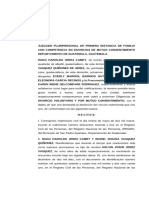 Minuta de Divorcio Voluntario Hugo Jerez e Ingrid Vasquez