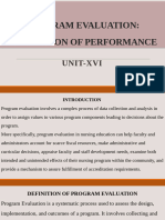 Program Evaluation Evaluation of Performance