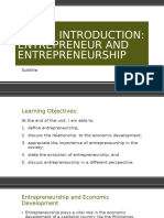 UNIT I Introduction of Entrepreneurship