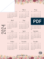 Calendario 2024 Flores en Rosa Pastel