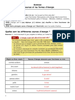 Fiche Sciences 5 - Les Sources D Energie - Correction