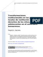 Magistris, Gabriela (2009) - Transformaciones Institucionales en Las Prácticas Locales de Restitución de Derechos de Los Niños, Niñas (... )