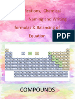 Classifications Chemical Formulas Naming and Writing Formulas Balancing of Equation