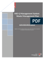 Altea - HSEQ Management System - Environmental Waste Management Plan