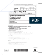 Monday 13 May 2019: Design and Technology (Product Design)