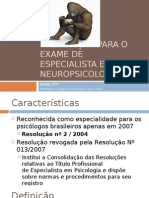 Preparação para o Exame de Especialista em Neuropsicologia