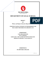 Department of Legal Science: Project ON "History and Origin of Alternative Dispute Resolution"