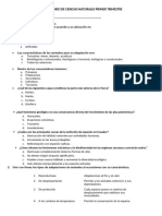 Cuestionario de Ciencias Naturales Primer Trimestre