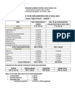 List of Fees To Be Implemented AY 2022 2023