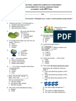 English Final Semster Summative Assessment - Grade 2