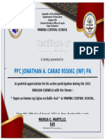 Certificate of Appreciation Brigada