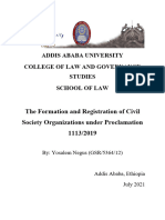 The Formation and Registration of Civil Society Organizations Under Proclamation 1113/2019