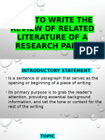 How To Write The RRL 1