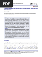 Le Calcul Mental en Mathématiques