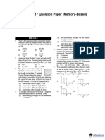 BITSAT 2017 Question Paper (Memory-Based)