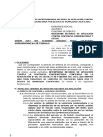 Modelo de Escrito Interponiendo Recurso de Apelacion Contra Sentencia Condenatoria Por Delito de Homicidio Calificado