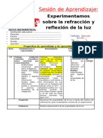 5° Grado Dia 4 Ct. Experimentamos Sobre La Refracción y Reflexión de La Luz