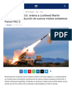 El Ejército de EE - UU. Ordena A Lockheed Martin Aumentar La Producción de Nuevos Misiles Antiaéreos Patriot PAC-3