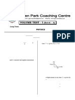 Physics - Volume Test - 1 (1st Year) - Batch - A - PBS - 05.03