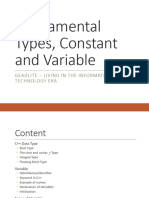 Lesson 2A Fundamental Types Constant and Variable