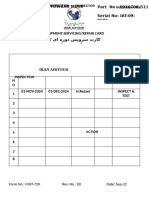 Equipment Servicing/Repair Card: Iran Airtour