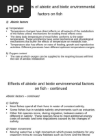 Topic 3 - Effects of Abiotic and Biotic Environmental Factors On Fish