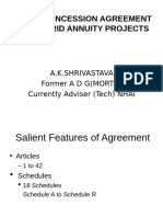 Model Concession Agreement For Hybrid Annuity Projects: A.K.Shrivastava Former A D G (MORTH) Currently Adviser (Tech) NHAI