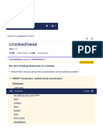 CROOKEDNESS - English Meaning - Cambridge Dictionary