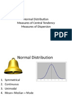 Normal DistrCent Tendency Measures of Dispersion