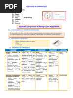 D4 A2 SESION MAT. Aprendí A Expresar El Tiempo Con Fracciones