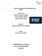 Reflexion, Refraccion, Difraccion E Interferencia de Ondas: Universidad de La Guajira Facultad de Ingeniería AÑO 2023