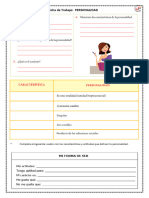 DPCC I NIVEL Ficha de Trabajo de La Personalidad