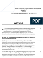 Immigration en Côte D'ivoire Le Seuil Du Tolérable Est Largement Dépassé (1) Cairn