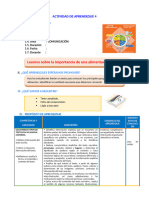 D4 A1 SESION COM. Leemos Sobre La Importancia de Una Alimentación Saludable