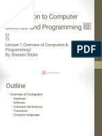 Introduction To Computer Science and Programming: Lecture 1: Overview of Computers & Programming By: Shereen Shukri