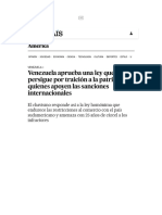 Venezuela Aprueba Una Ley Que Persigue Por Traición A La Patria A Quienes Apoyen Las Sanciones Internacionales - EL PAÍS América