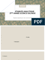 Comptabilite Analytique 2 Annee Licence Ige/Mge: Préparé Et Présenté Par: Mme Mounia HAMIDI