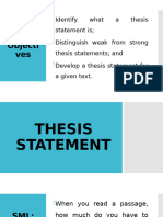 Thesis Statement and Outlining Student